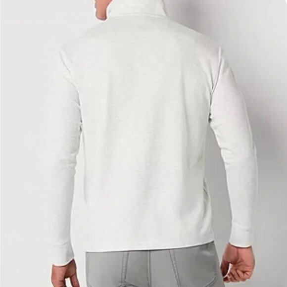 St. John’s Bay Men's heather grey Quarter-Zip Pullover - Picture 2 of 5